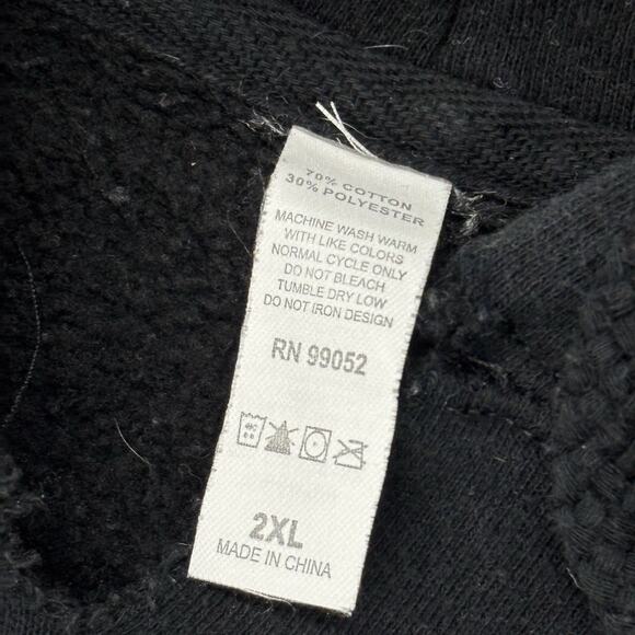 Roughneck Unisex 2XL Black White Hoodie Sweatshirt Cut Worn Look Drawstring - Picture 6 of 7